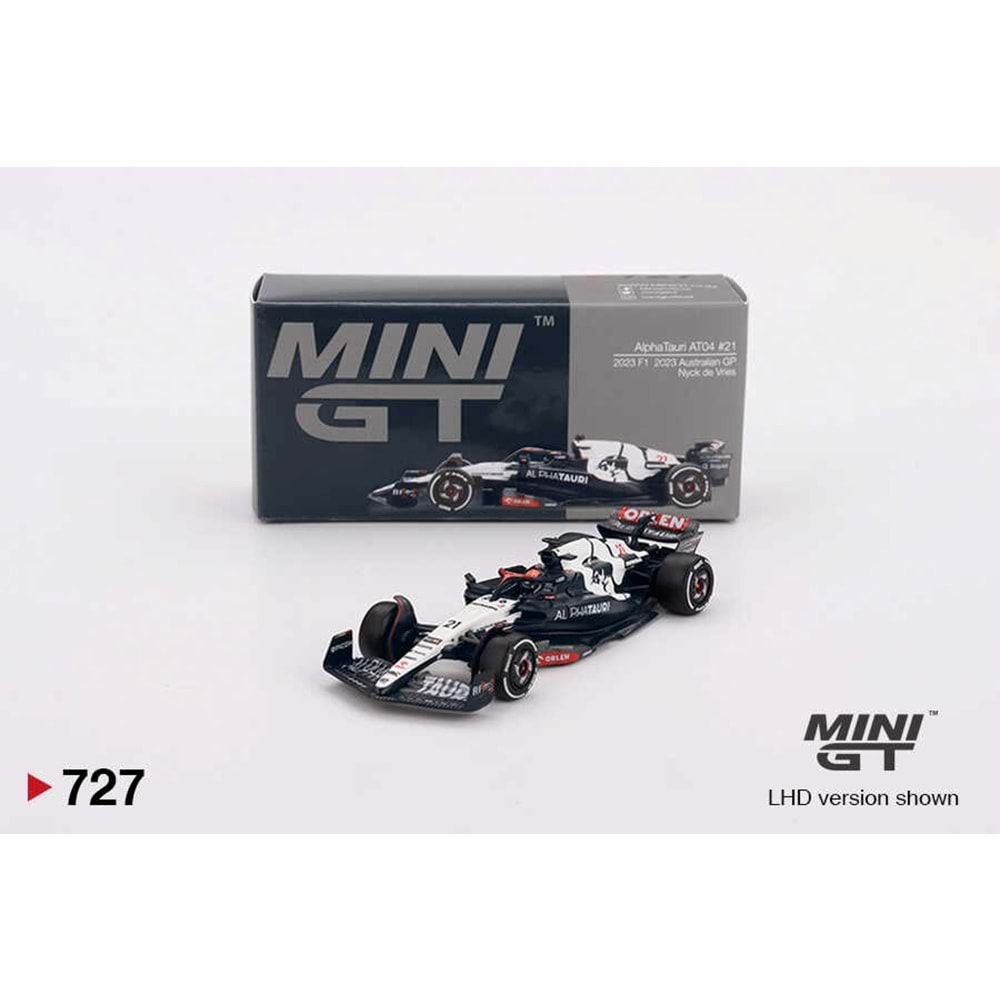 Mini GT #727 AlphaTauri AT04 #21 Nyck de Vries 2023 F1 2023 AU GP