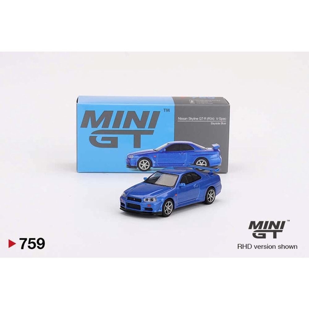 Mini Gt Nissan Skyline GT-R (R34) V-Spec Bayside Blue 759