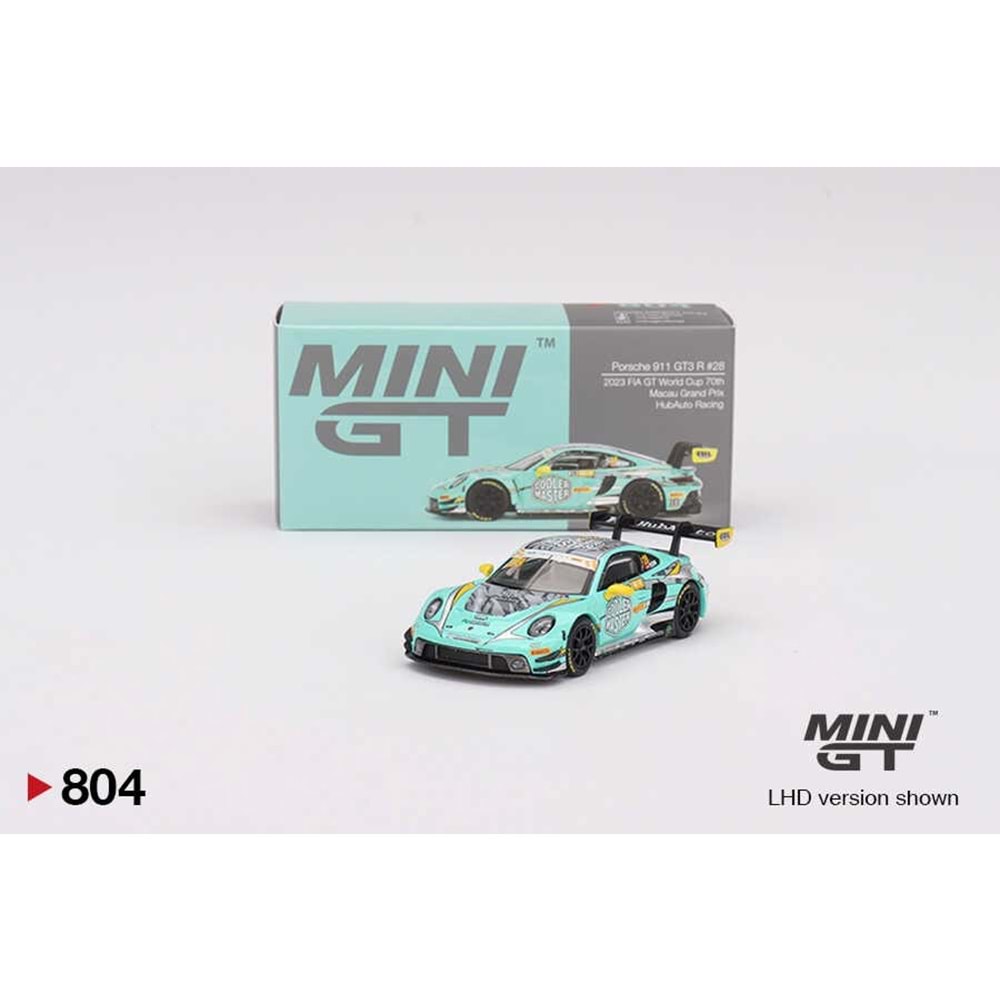 Mini GT 1/64 Porsche 911 GT3 R HubAuto Racing 2023 FIA GT World Cup 70th Macau Grand Prix