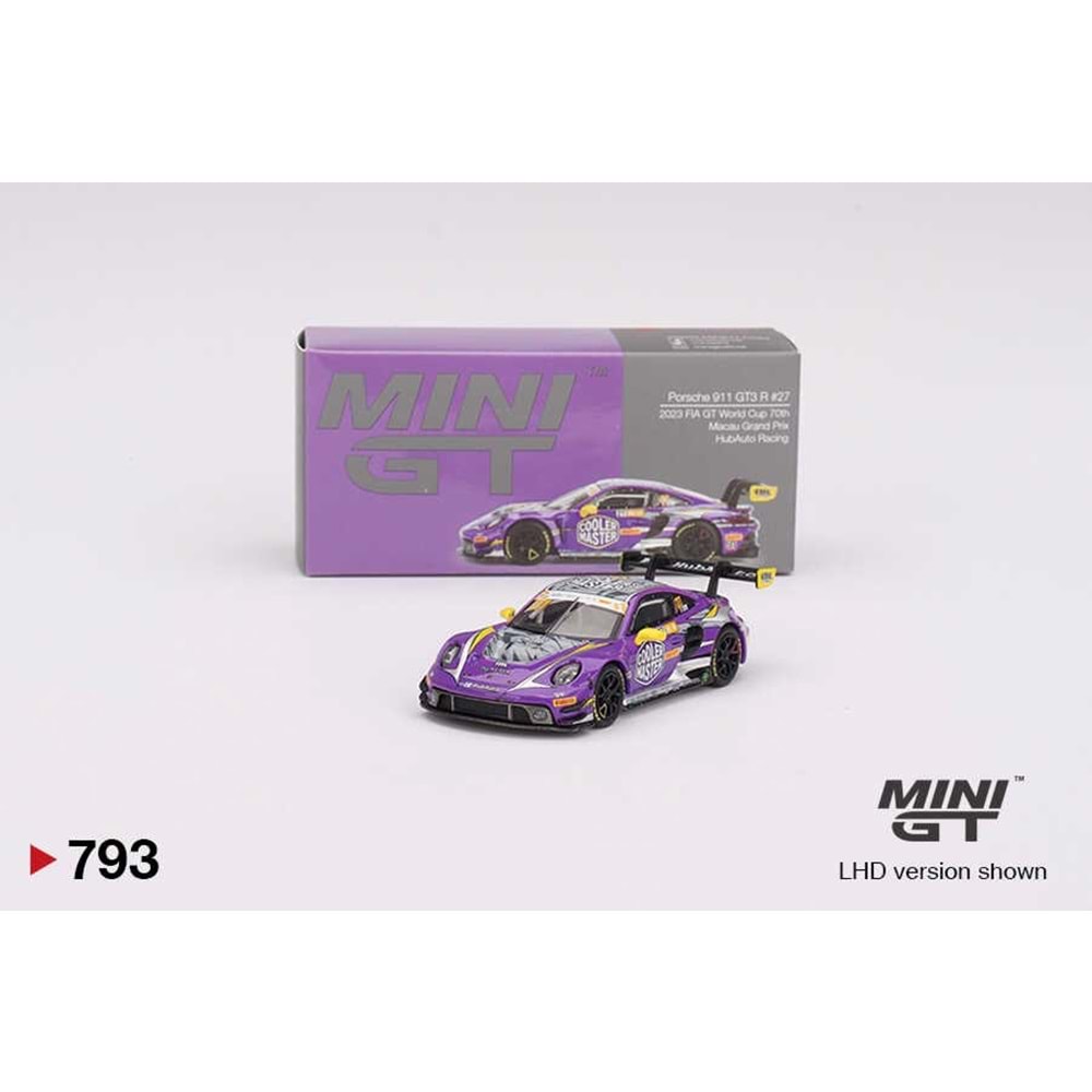 Mini GT 1/64 Porsche 911 GT3 R #27 HubAuto Racing 2023 FIA GT World Cup 70th Macau Grand Prix