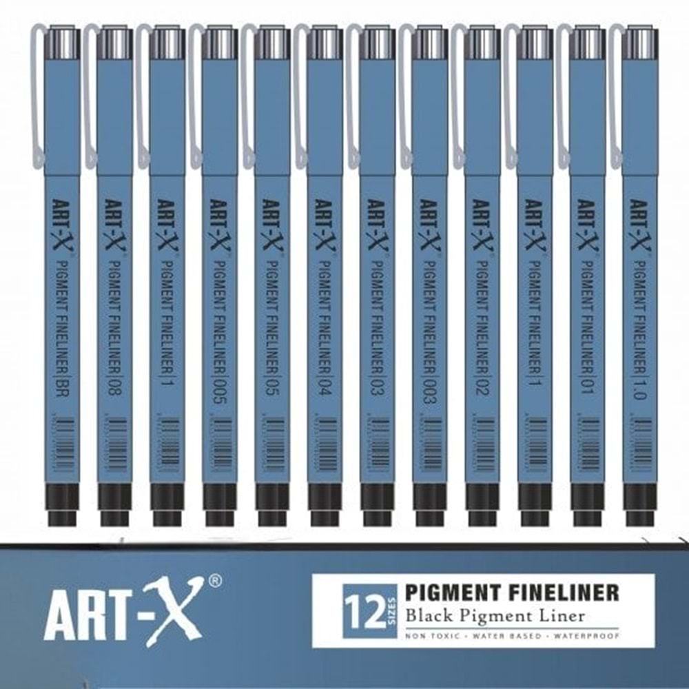 Art-X Pigment Fineliner Teknik Çizim Kalem Seti 12'li