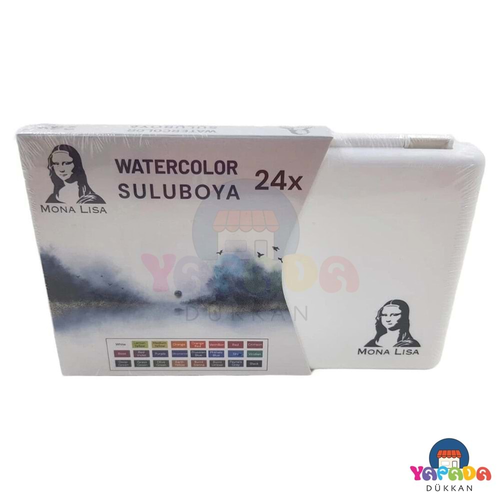 Südor Mona Lisa Profesyonel 24 Renk Tablet Sulu Boya Seti - Beyaz Plastik Kutu