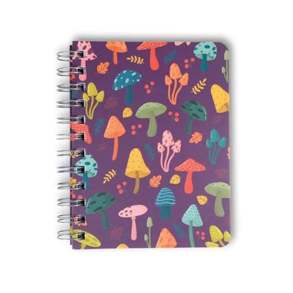 Muus Spiral purple mushrooms 12x16 Tel Spiral 256 Syf Çizgisiz Butik defter