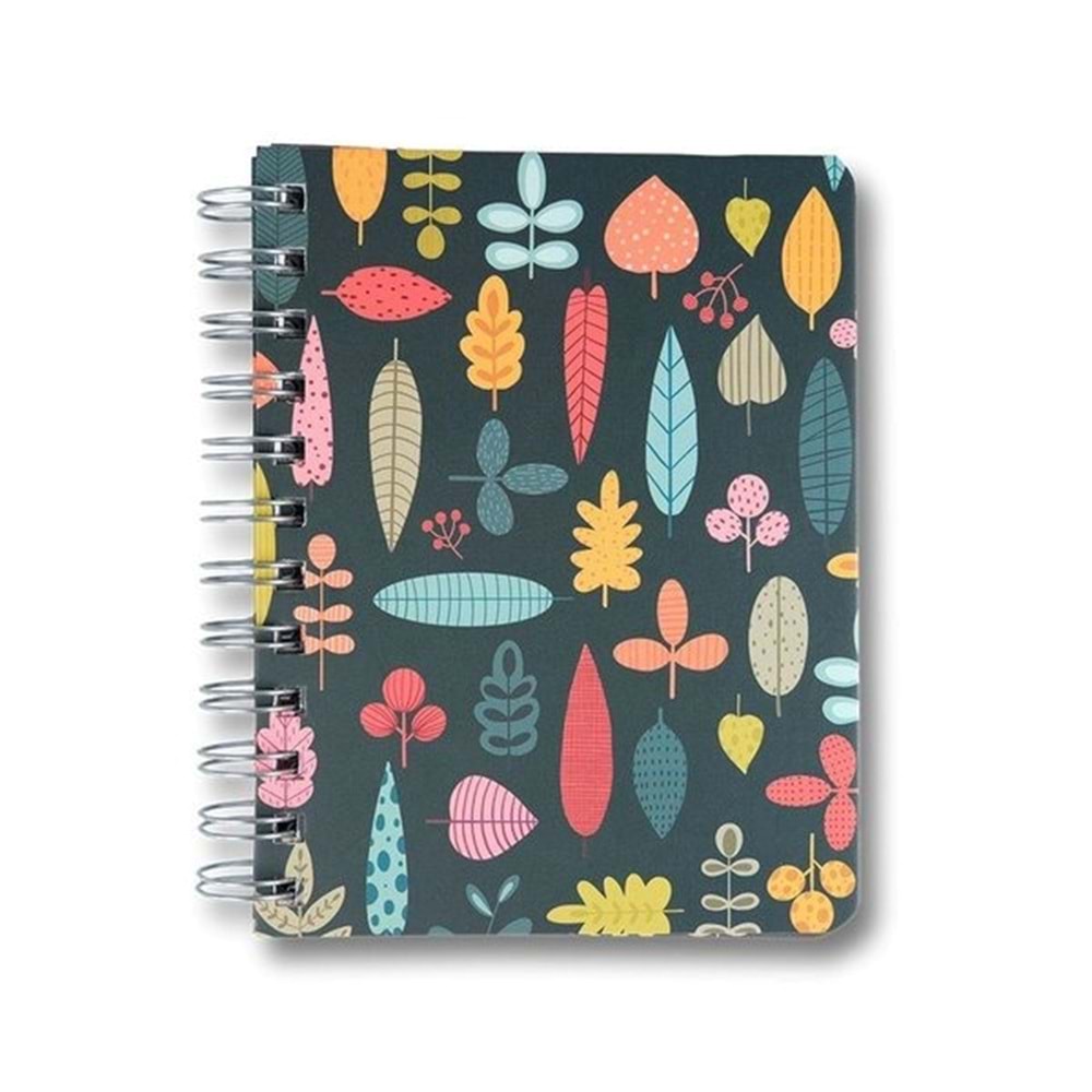 Muus Spiral leaves 12x16 Tel Spiral 256 Syf Çizgisiz Butik defter