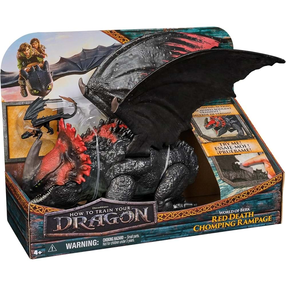 DreamWorks Dragons, Dragon Trainer, Berk Universe: Red Death Fury Devouring Dragon, 28 cm Toothless Dragon Toy, 4+ Years