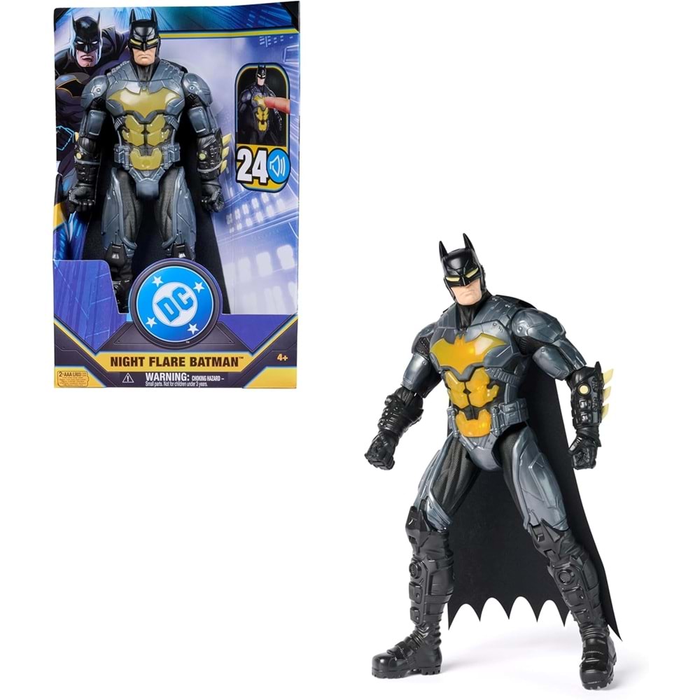 DC Comics, 30 cm Deluxe Batman Karakteri, Işıklı ve 24 Sesli, Süper Kahraman Oyuncakları 4+ Yaş