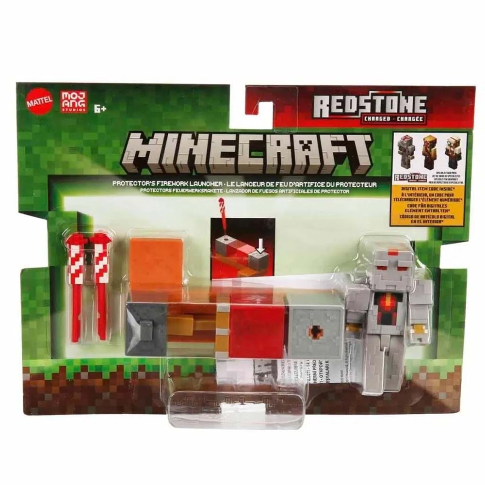 Mattel Minecraft Redstone Charged Protector Figür ve Havai Fişek Fırlatıcı Seti (6+ Yaş)