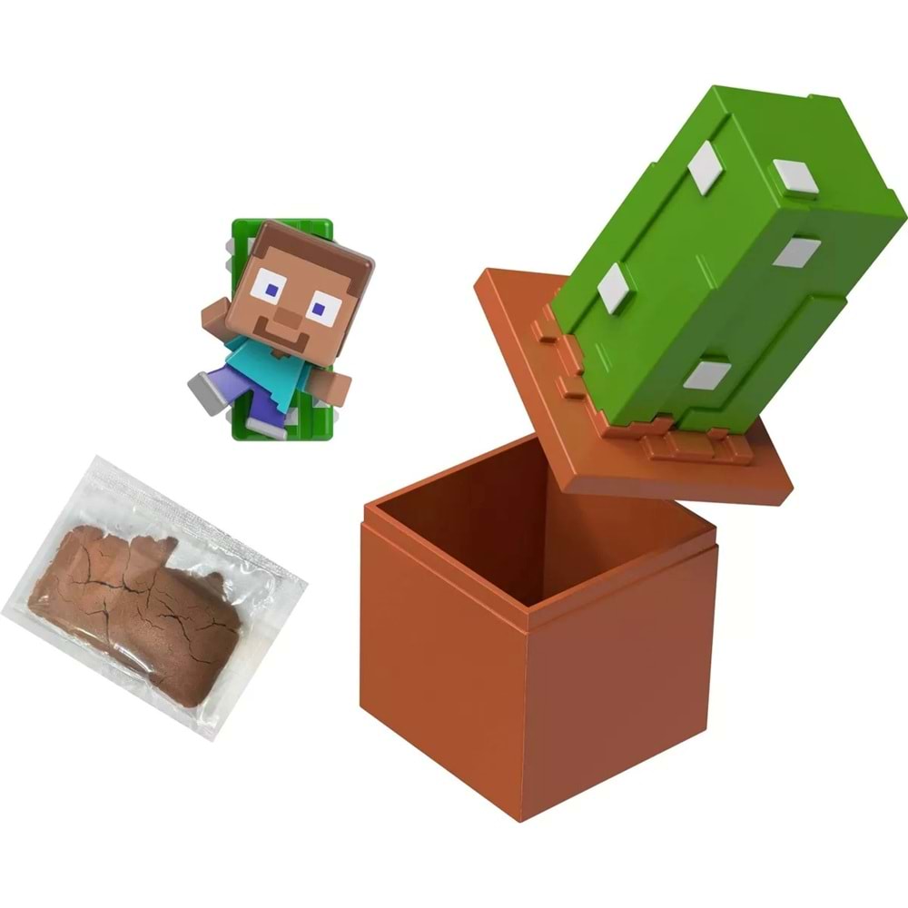 Minecraft Mini Mode Bloom Blocks Steve Action Figure with Sand Compound (Characters May Vary)