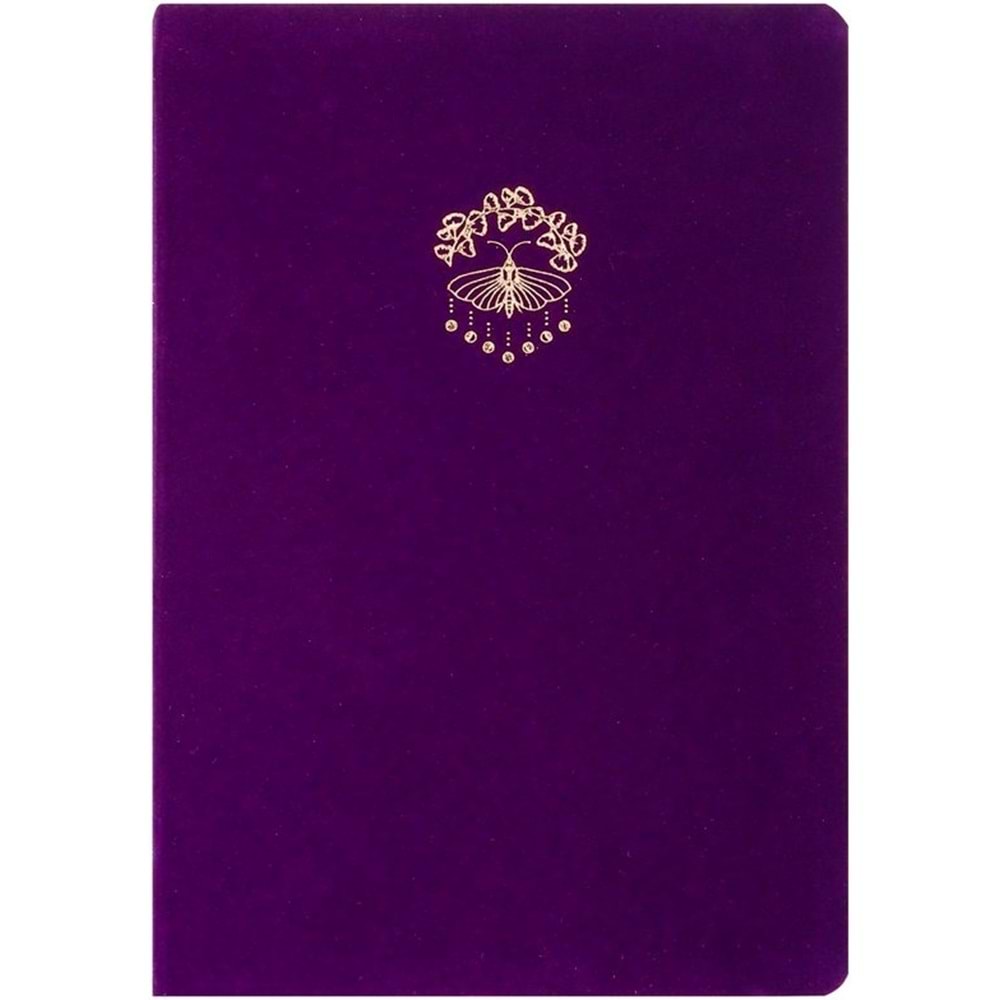 Victoria Journals 124-1634 Bujo Defter Süet A5 96 yaprak 160 gr Beyaz kağıt Cepli Çizgili Mor