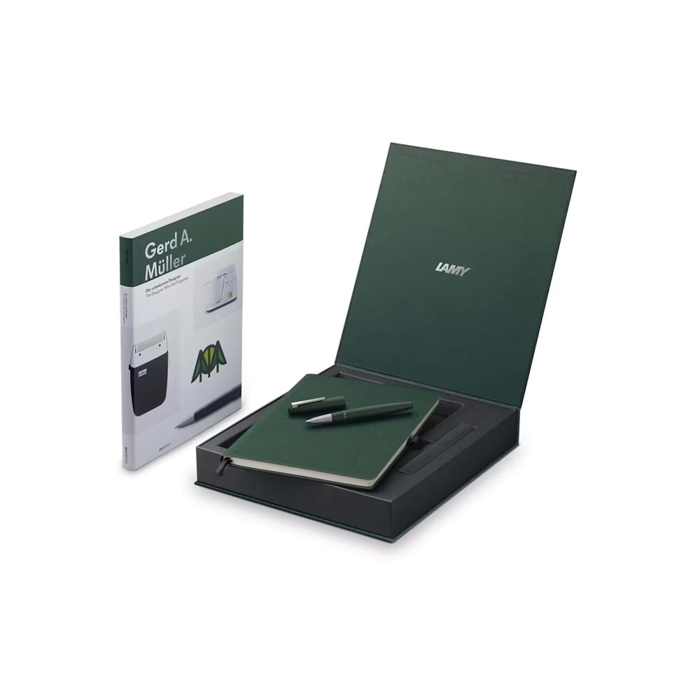 Lamy 2000 Pine Green F Uç Dolma Kalem + Defter + Kitap Set