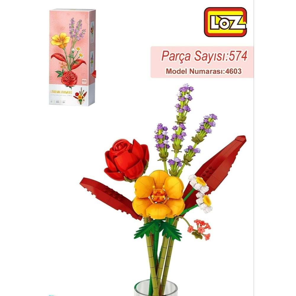 Loz Lego Eternal Flowers Çiçek Gül, Hibiskus, Lavanta ve Papatya (572 Parça) Lg-4603