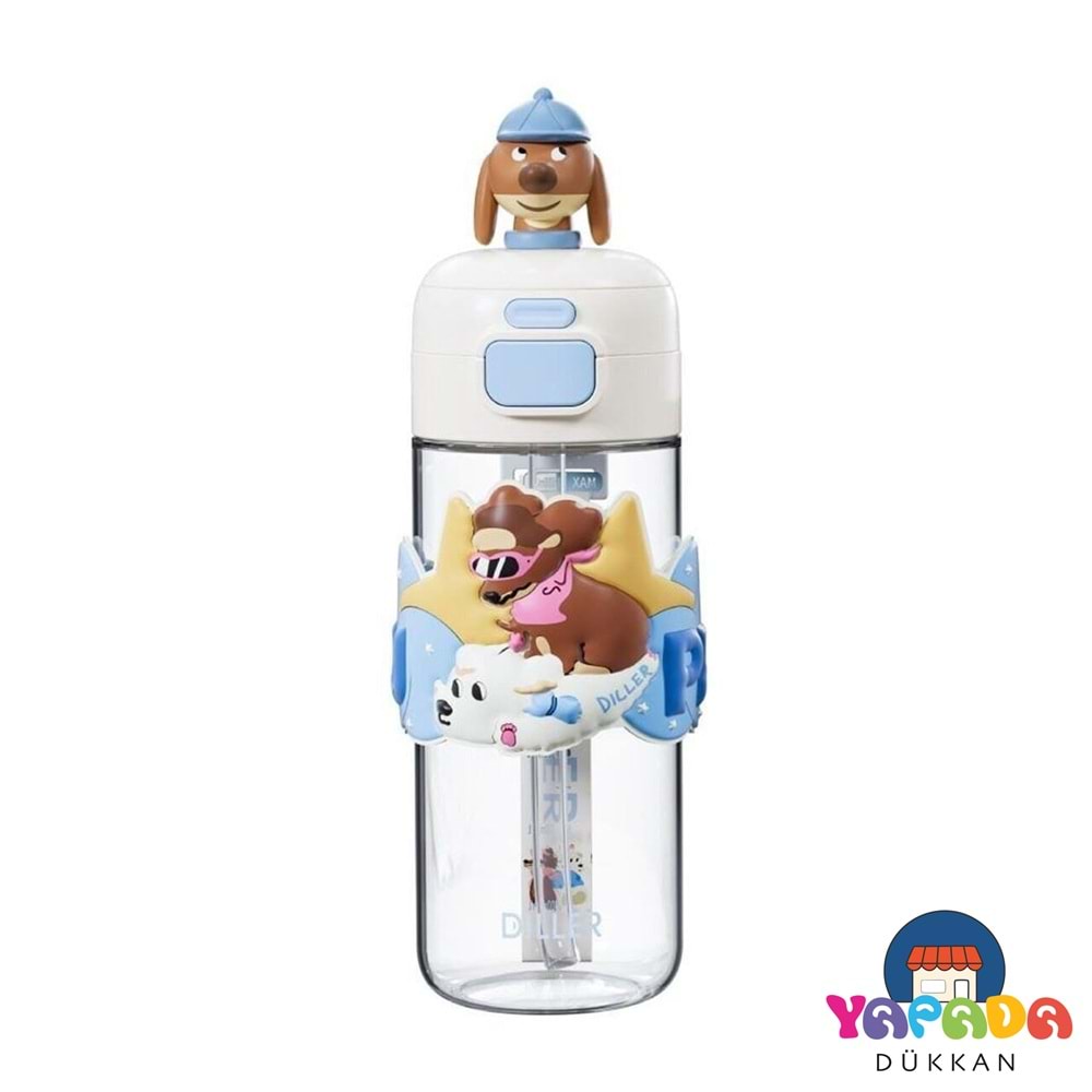 Vagonlife Diller D2537 600 ml BPA İçermeyen Tritan Boyun Askılı Mavi Su Matarası