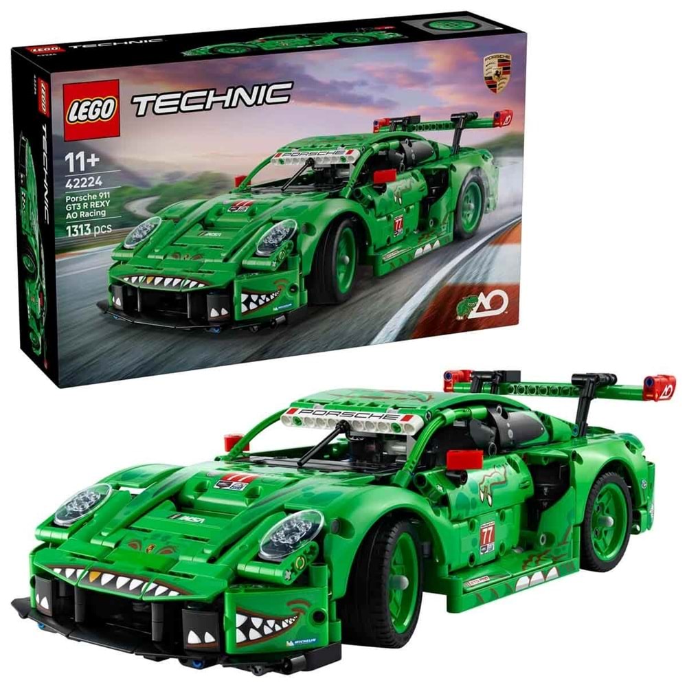 LEGO Technic Porsche 911 GT3 R REXY AO Racing Araba 42224 - 11 Yaş ve Üzeri Çocuklar için Model Araba Yapım Seti (1313 Parça)