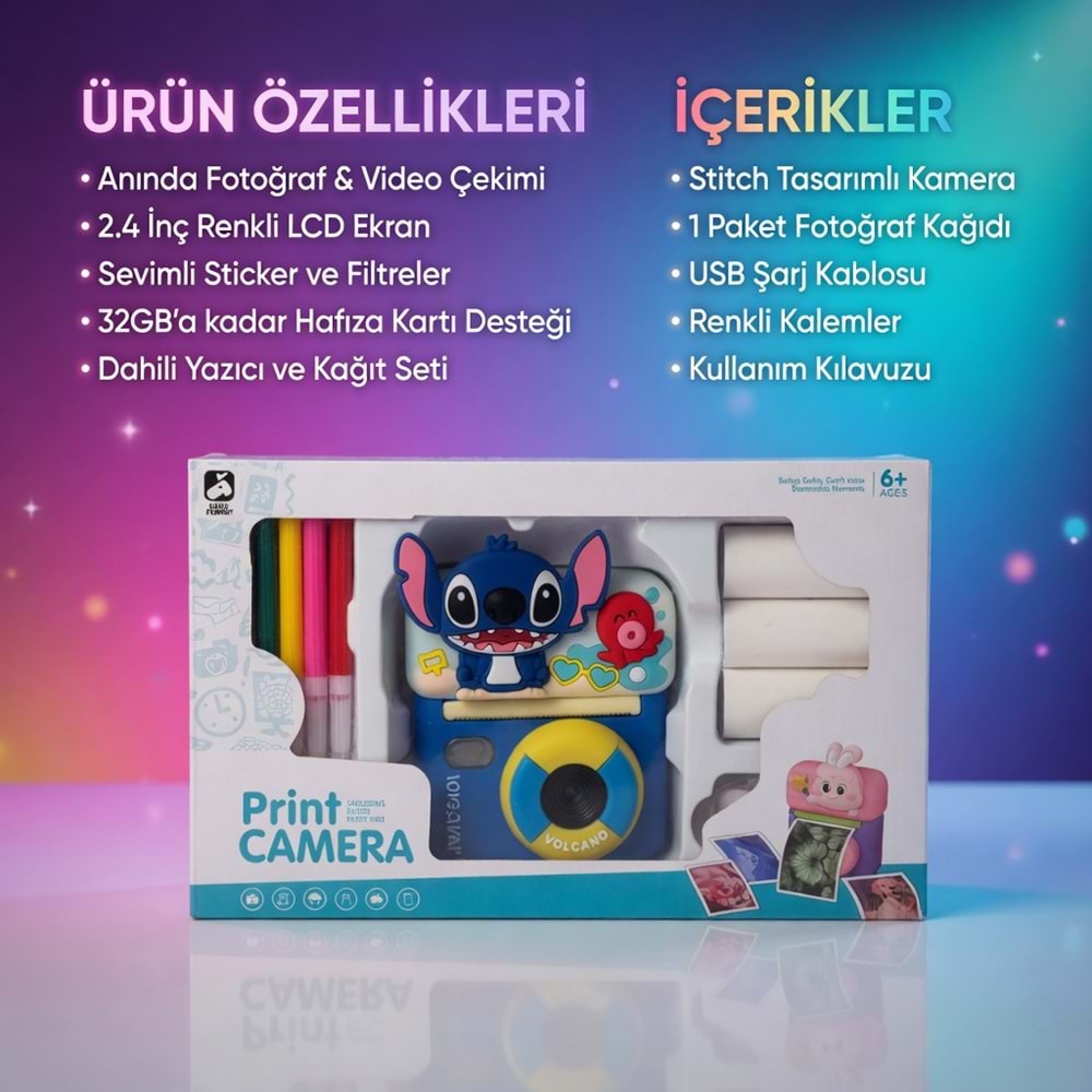 MagicPrint Stitch Volcano Instant Print Fotoğraf Makinesi Aysıma-107