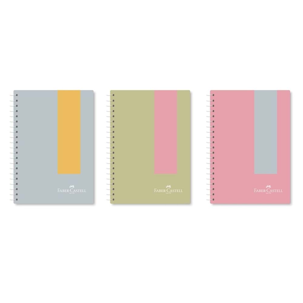 Faber-Castell Pastel PP Kapak Spiralli A4 80 Yaprak Kareli Defter Pastel Karma Renk 8684897033864