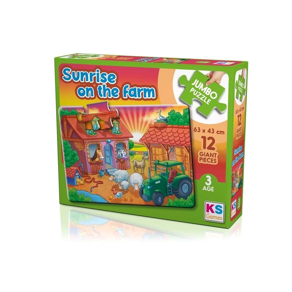Ks Puzzle 12 Parça Jumbo Puzzle - Sunrise on The Farm