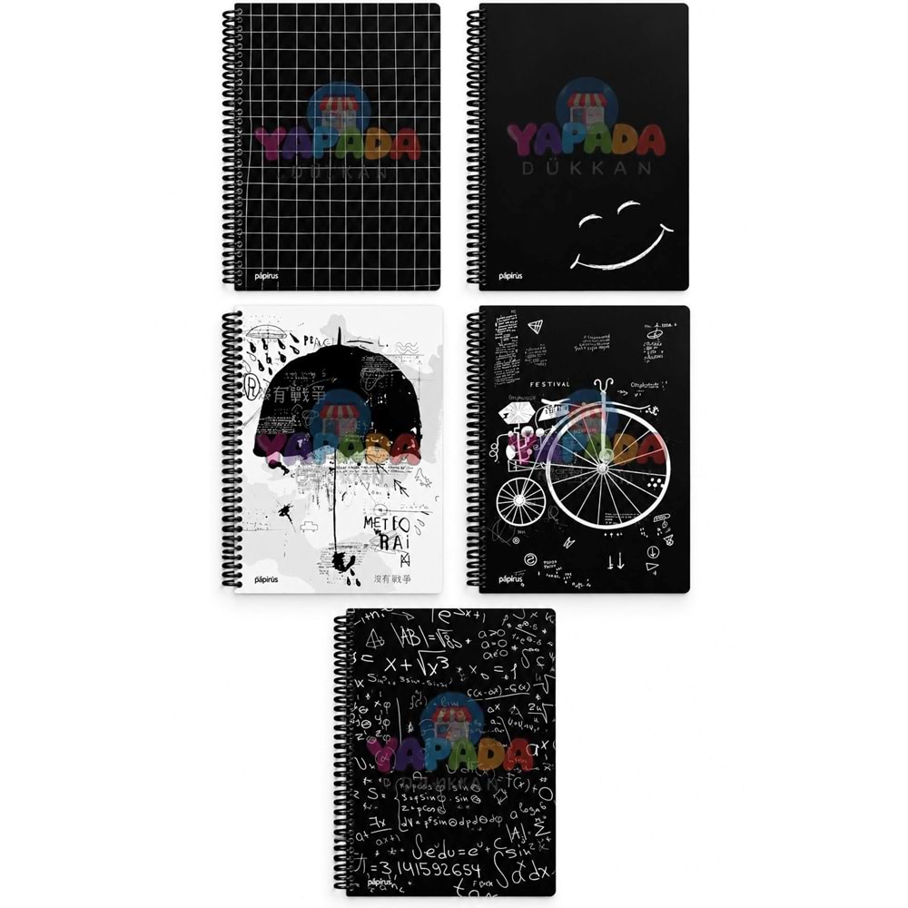 Papirüs Note Case PP Kapak Spiralli A4 60 Yaprak Çizgili Defter Karma Desen 8684180531633