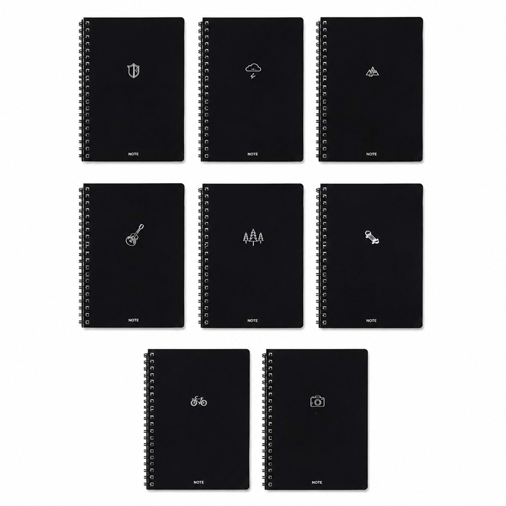Papirüs Mini PP Kapak A4 60 Yaprak Çizgili Defter Siyah Karma Desen