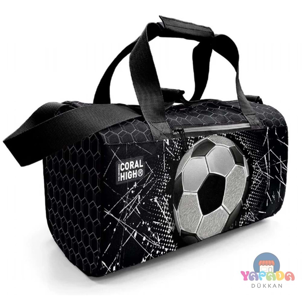 Coral High 27539 Siyah Beyaz Futbol Desenli Spor ve Seyahat Çantası