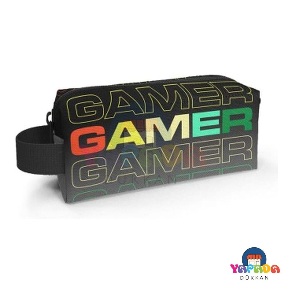 Coral High 22080 Siyah-Gri Gamer Desenli Tek Bölmeli Kalem Çantası 20x8x6 cm
