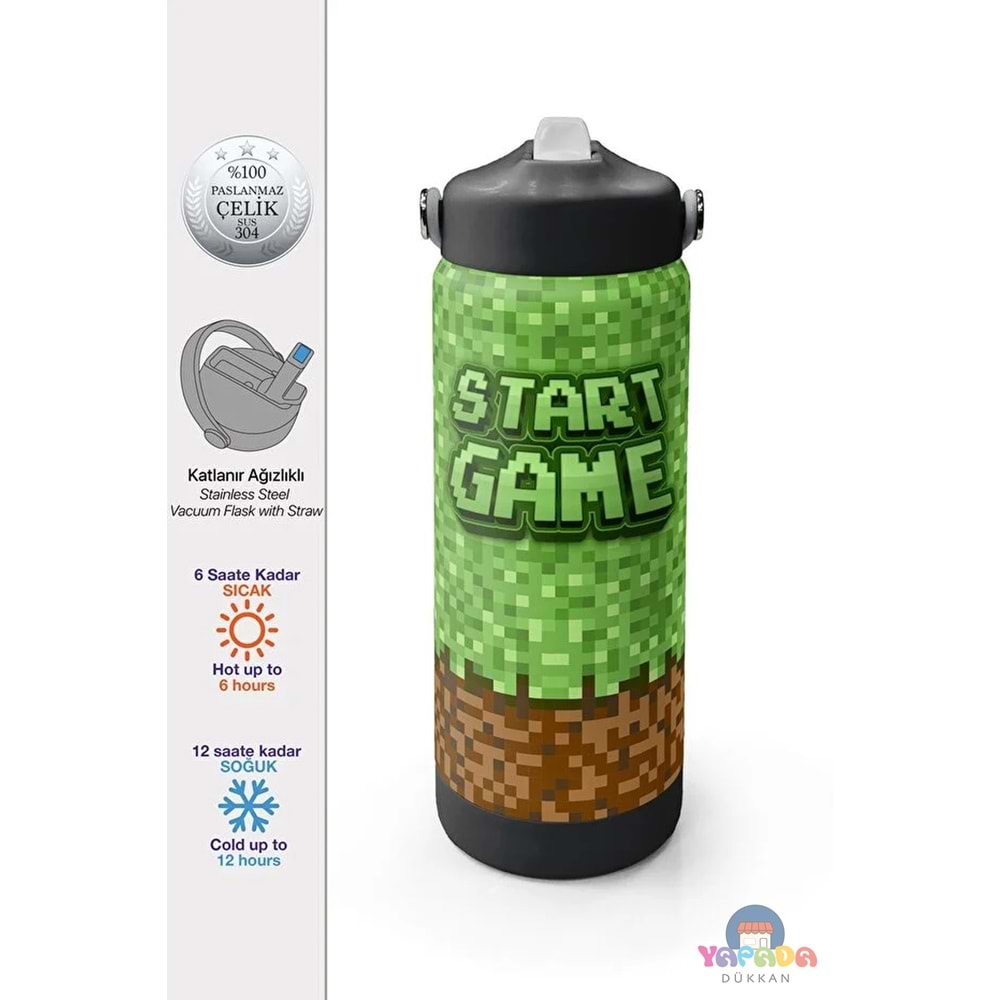 Coral High 38393 Craft Desenli Katlanır Ağızlıklı Çelik Termos 650 ml