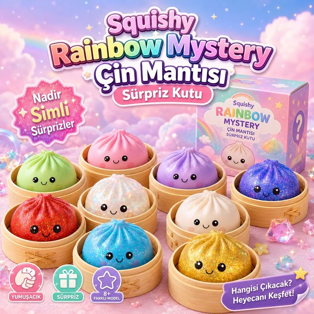 Squishy Çin Mantısı Rainbow Mystery Dumpling Figürlü Sürpriz Kutu