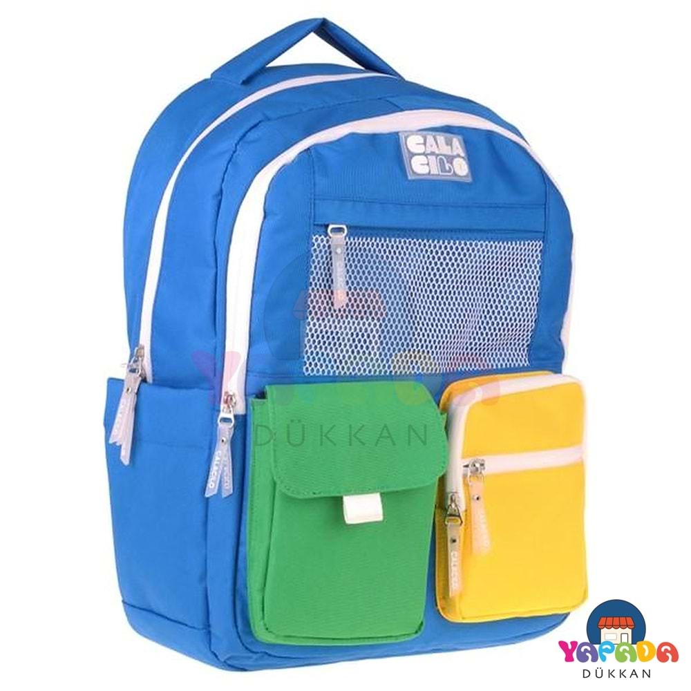 CalaCilo Twins C4098 25 L 43 x 29 x 20 cm Beş Bölmeli Suya Dayanıklı Mavi-Yeşil İlkokul Sırt Çantası
