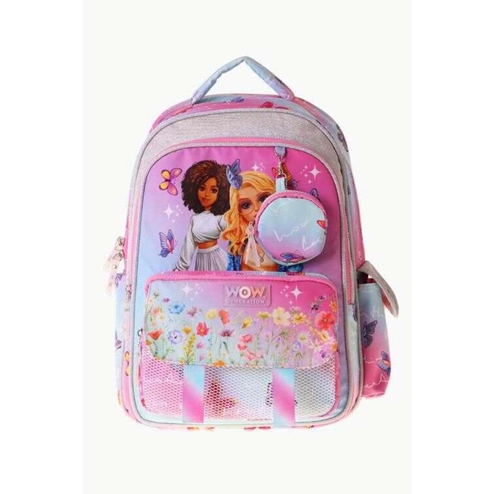 Wow Generation Butterfly W6074 Turkuaz-Pembe Dört Bölmeli 24 L İlkokul Sırt Çantası