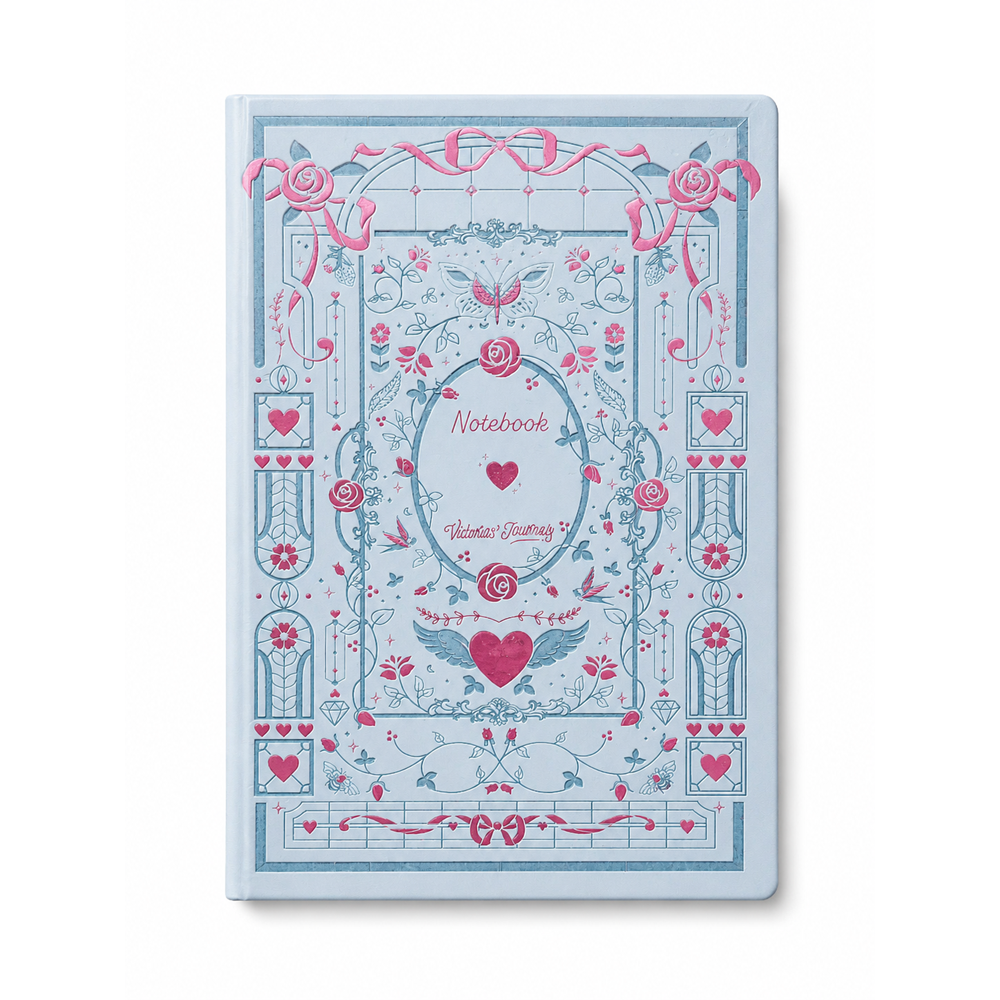Victoria's Journals Amour - Vegan Deri Sert Kapak Defter A5 100 gr., 96 yaprak. Çizgili.Kutulu-Mavi