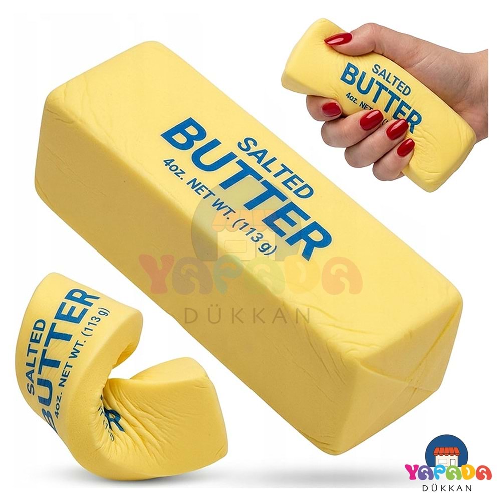 Butter Squishy Tereyağı Tasarımlı Sarı Yumuşak Sıkılabilir Duyusal Stres ve Fidget Oyuncağı 3+ Yaş