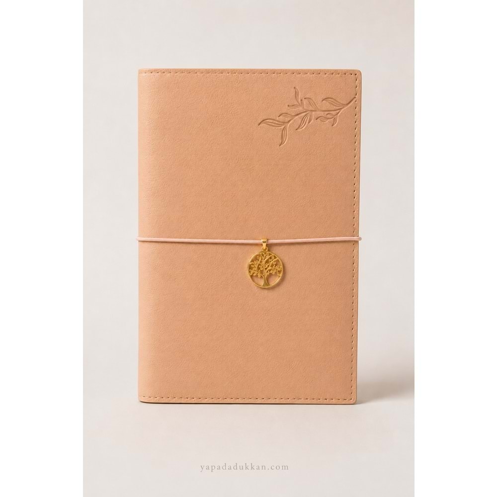 Victoria’s Journals Charm Hayat Ağacı Lastikli Vegan Deri Defter 96 Yaprak - Açık Pudra