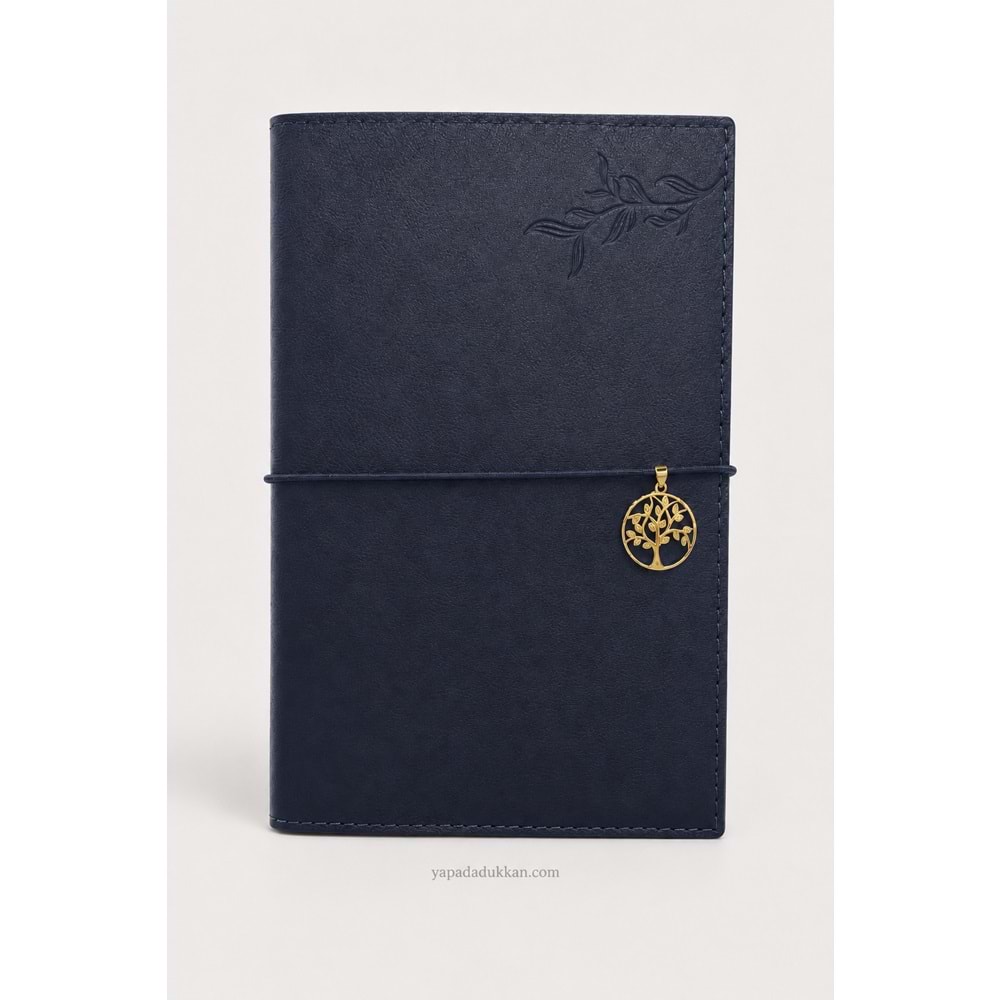 Victoria’s Journals Charm Hayat Ağacı Lastikli Vegan Deri Defter 96 Yaprak - Lacivert