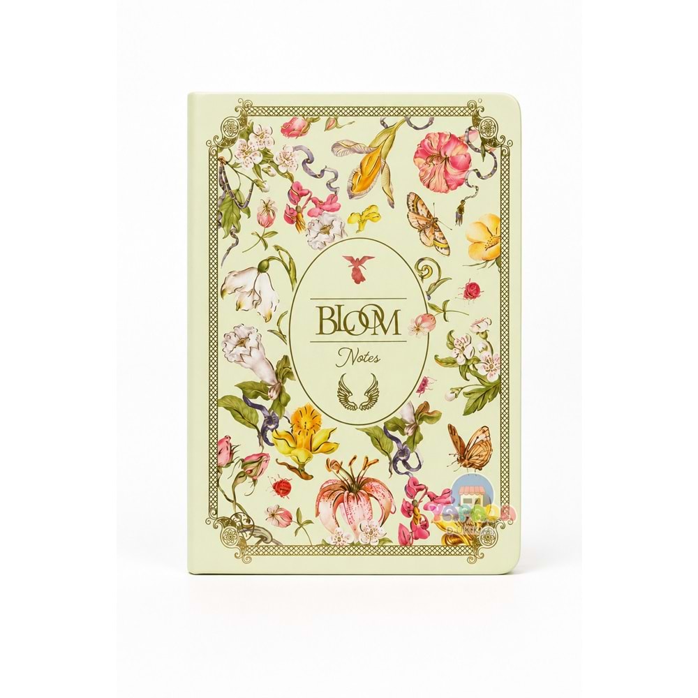 Victoria’s Journals Smyth Art Bloom Notes Vegan Deri Defter 100 gr 120 Yaprak - Sarı Çiçek Desenli