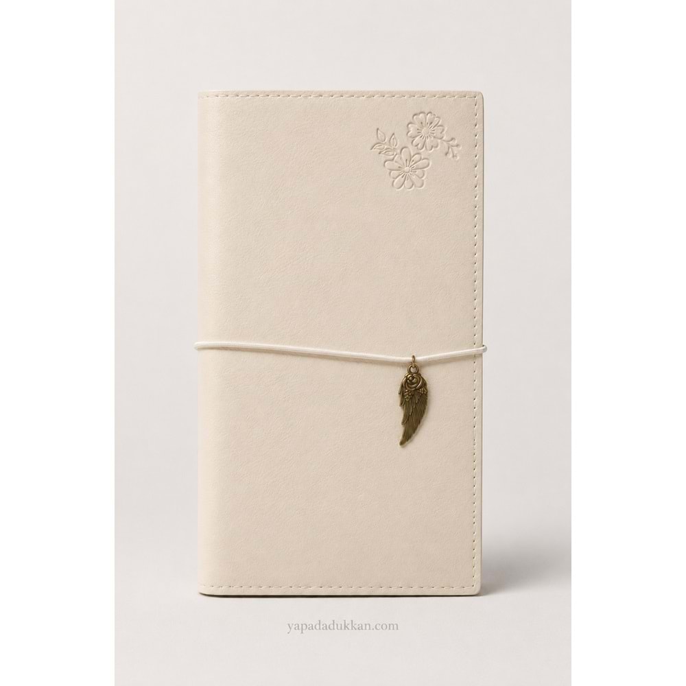 Victoria’s Journals Charm Kuş Lastikli Planlayıcı 9x19 cm 80 Yaprak 100 gr - Kırık Beyaz