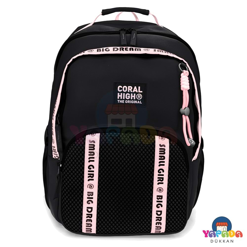 Coral High 24410 Siyah-Pembe Okul Sırt Çantası