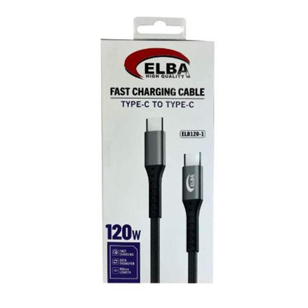 Elba ELB120-1 120W USB-C to USB-C 1 m Siyah Naylon Örgülü Hızlı Şarj ve Data Kablosu