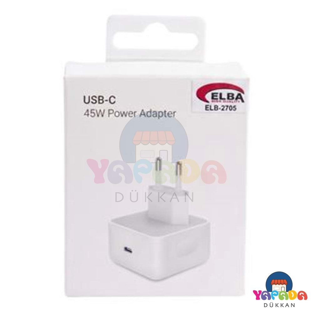 Elba ELB-2705 45W Beyaz USB-C Tek Port Hızlı Şarj Adaptörü