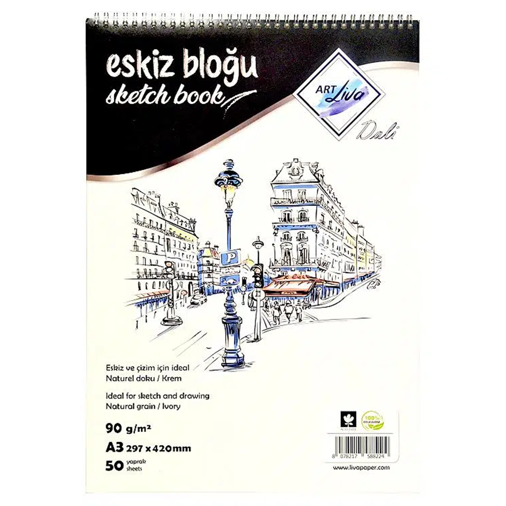 Art Liva Dali Ivory SD-603 A3 90 g 50 Yaprak Eskiz ve Çizim Defteri