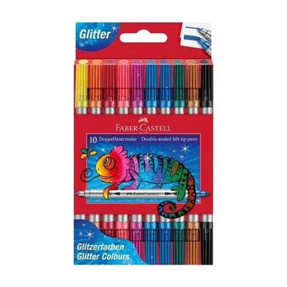 Faber-Castell Keçeli Kalem Seti Simli Çift Uçlu 10 Renk