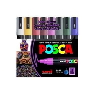 Uni Posca Akrilik Marker Seti 8'li Koyu Renk / 1.8-2.5 mm
