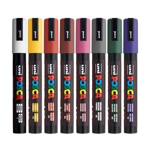 Uni Posca Akrilik Marker Seti 8'li Koyu Renk / 1.8-2.5 mm