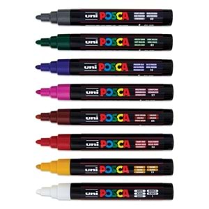 Uni Posca Akrilik Marker Seti 8'li Koyu Renk / 1.8-2.5 mm