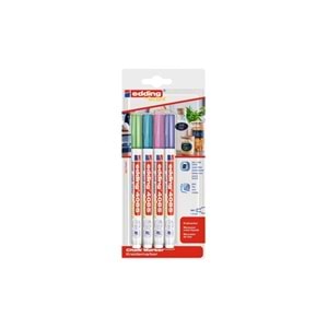 Edding 4085 Cam ve Tebeşir Kalemi 4lü Blisterli Set Metalik Renkler