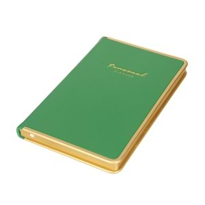 Victorias Journals Monaco Vegan Deri Sert Kapak 100gr 96 Yaprak 13x21Kenar Altın Demir ve Altın Yaldız Çizgili Yeşil