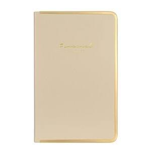 Victorias Journals Monaco Vegan Deri Sert Kapak 100gr 96 Yaprak 13x21Kenar Altın Demir ve Altın Yaldız Çizgili Krem