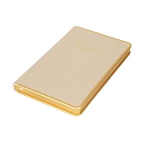 Victorias Journals Monaco Vegan Deri Sert Kapak 100gr 96 Yaprak 13x21Kenar Altın Demir ve Altın Yaldız Çizgili Krem
