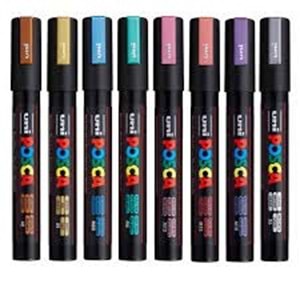 Uni Posca Akrilik Marker Seti 8'li Metalik Renkler PC-5M / 1.8-2.5 mm