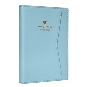 Victoria's Journals Geçmeli ve Cepli Defter A5 Ivory 80 gr 128 yp Çizgili Pastel Mavi