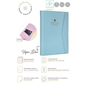 Victoria's Journals Geçmeli ve Cepli Defter A5 Ivory 80 gr 128 yp Çizgili Pastel Mavi