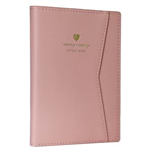 Victoria's Journals Geçmeli ve Cepli Defter A5 Ivory 80 gr 128 yp Çizgili Pastel Pembe